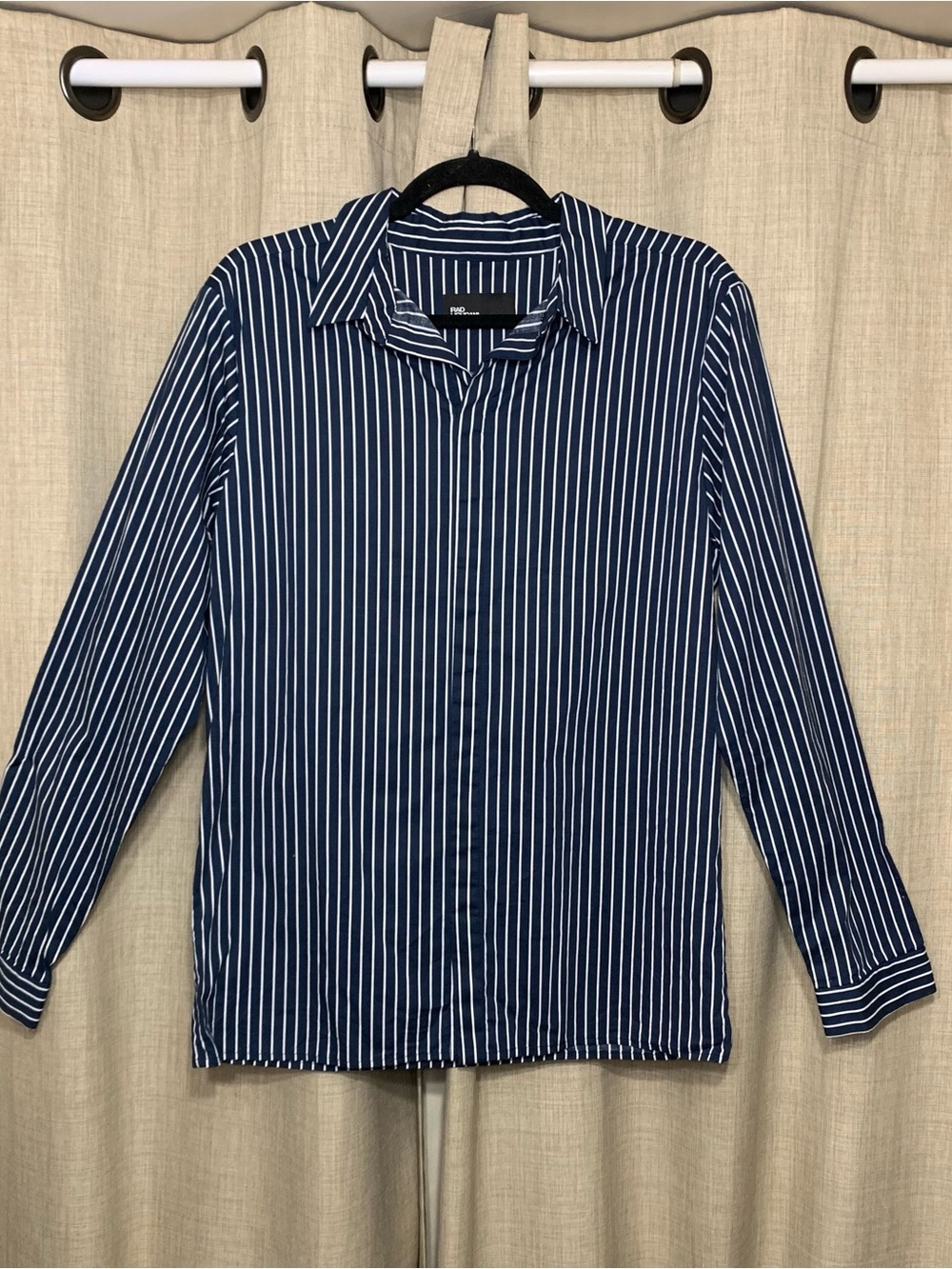 Rad Hourani Striped Navy White Blouse Unisex S Cotton Long Sleeve Quiet Luxury - Picture 14 of 14